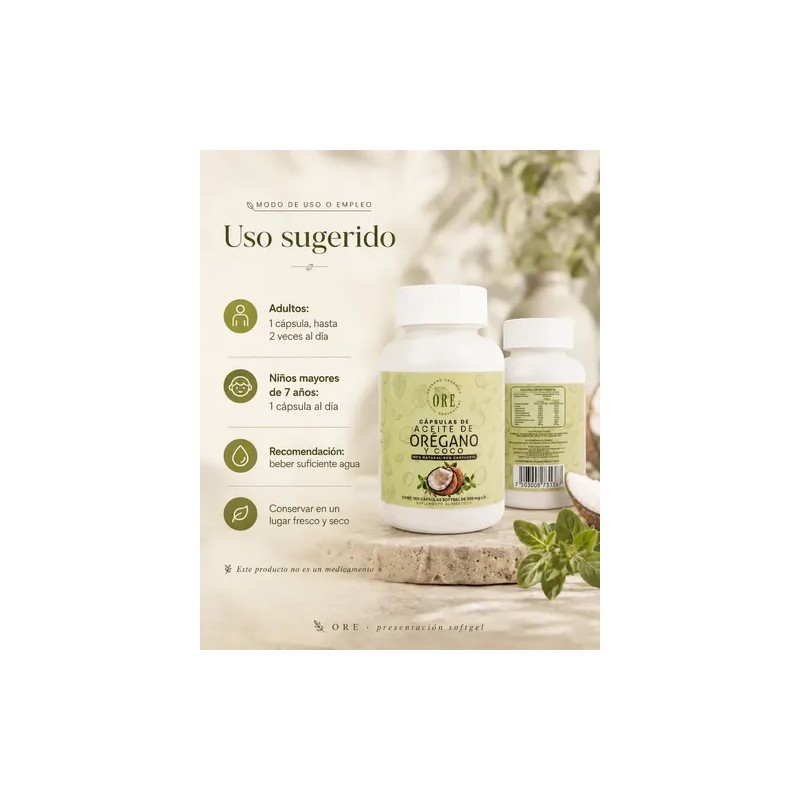 Aceite De Orégano Y Aceite De Coco En Capsulas 100
