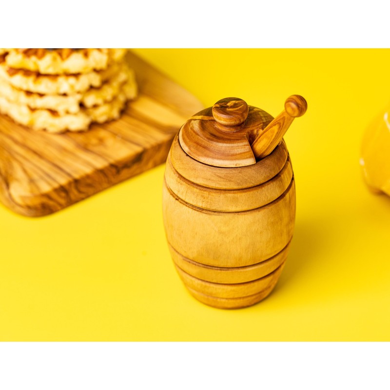 SOLTAKO Olive Wood Honey Pot / Honey Container
