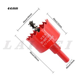 Hole Saw with Drill Adapter LAIWEI 44 mm Hole Cutter for Cutting Wood, Aluminium Profiles, Plastic, Wood, Plasterboard etc.Drill Hole Diameter(1-3/4")