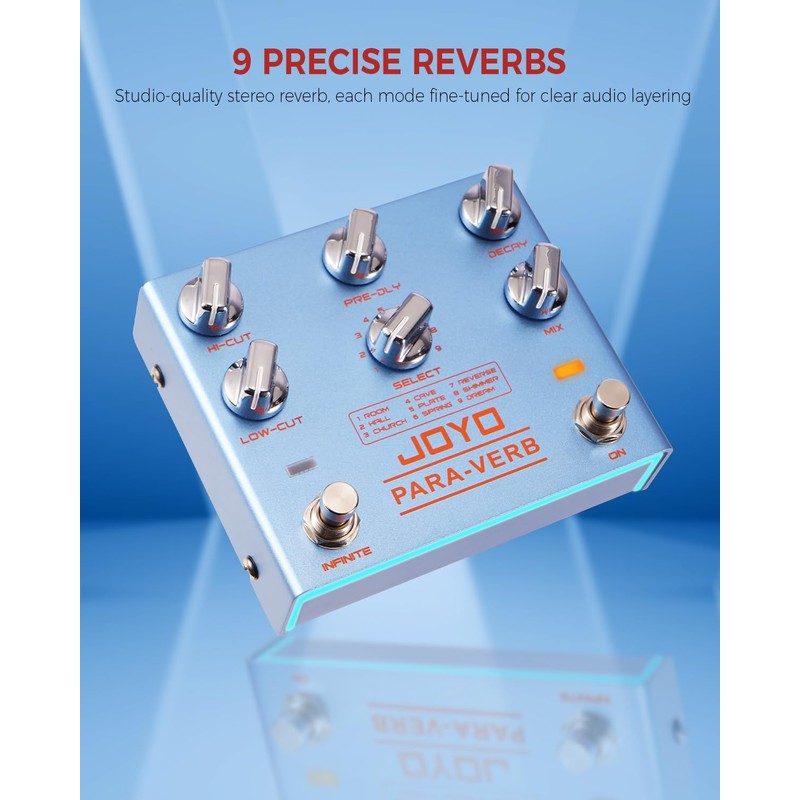 JOYO Reverb Pedal Digital Stereo Guitar Pedal with 9 Reverb