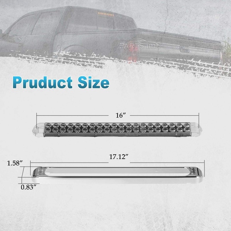 Partsam 2Pcs 17 Inch White Led Truck Trailer Light Bar