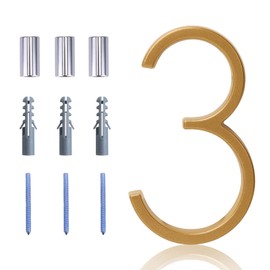 Modern House Numbers for Outside 5 inch, Zinc Alloy Address Signs,Home Address numbers for House with Reflective Finish Gold Floating Mount or Flush Mount, Gold Floating house numbers