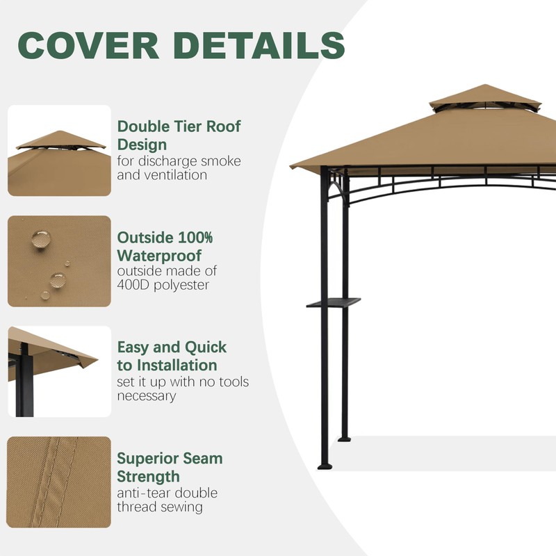 JANCANOPY Gazebo Replacement Cover for Grill Gazebo Model L-GZ238PST-11, (Beige)