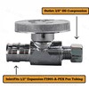 EZ-Fluid Expansion Type Pex Valve 3/8"OD Compression x 1/2"Pex Fittings