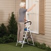 LivingSURE 3 Step Ladder Stool Combo with Handgrip, Anti-Slip Folding