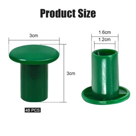 Kungfu Mall 48Pcs Garden Bamboo Caps Green Rubber Cane Caps Protective Caps