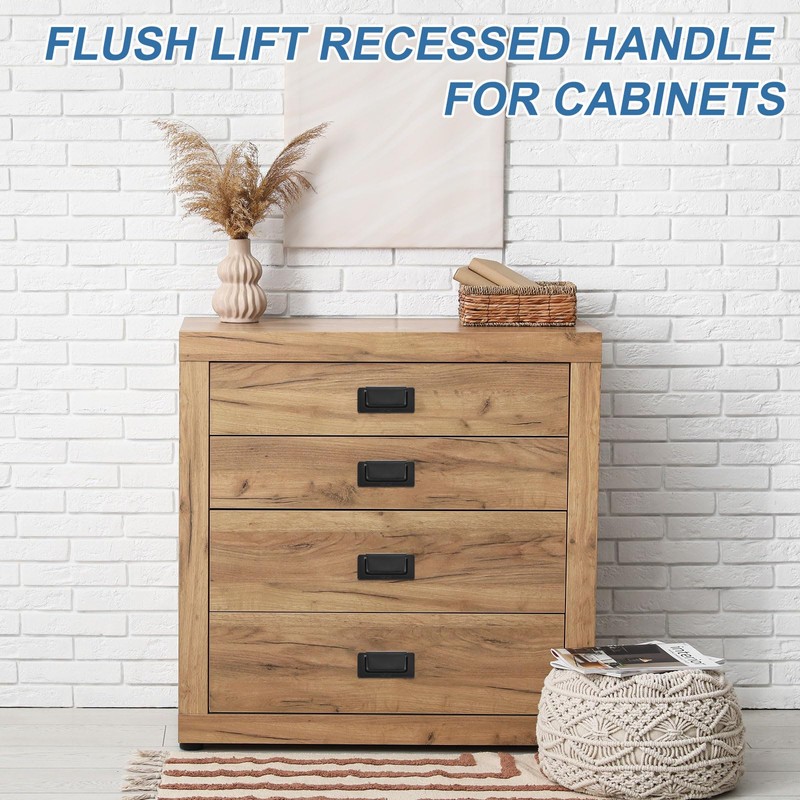 PATIKIL Recessed Pull Door Handle, 4 Pack Invisible Flush Pull