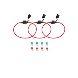 KOLACEN Automotive Car Truck In-line 16 Gauge Fuse Holder for Mini Blade Type Fuse 3 Pieces + 8 Pieces Mini Blade Fuse 10Apm 15Apm