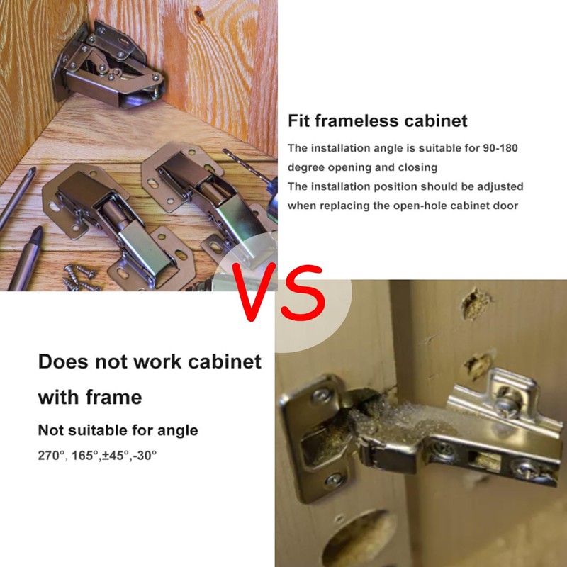 4 Pcs Soft Close Damping Hinges ，Hidden Cabinet Hinges with