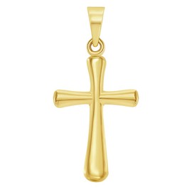 Jewelry America 14k Yellow Gold High Polished Religious Plain Simple Cross Charm Pendant (22.5 mm x 11.5 mm), Gold, No Gemstone