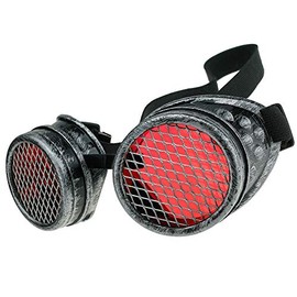 MFAZ Morefaz Ltd Welding Cyber Goggles Steampunk Goth Cosplay Sunglasses 50s Round Glasses Party Fancy Dress (Grey Grid)
