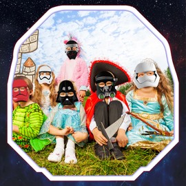 TOPWAYS Mask 9 Pieces Cartoon Mask Party Supplies, Children Masks Dress Up Cosplay for Kids Costumes Dress Up Cosplay Birthday Party Masks (9PCS S W)