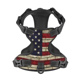 American Flag Vintage Reflective Dog Harness No Pull Soft Vest Harness for Small Medium Large Dog Puppy Pets Medium Size