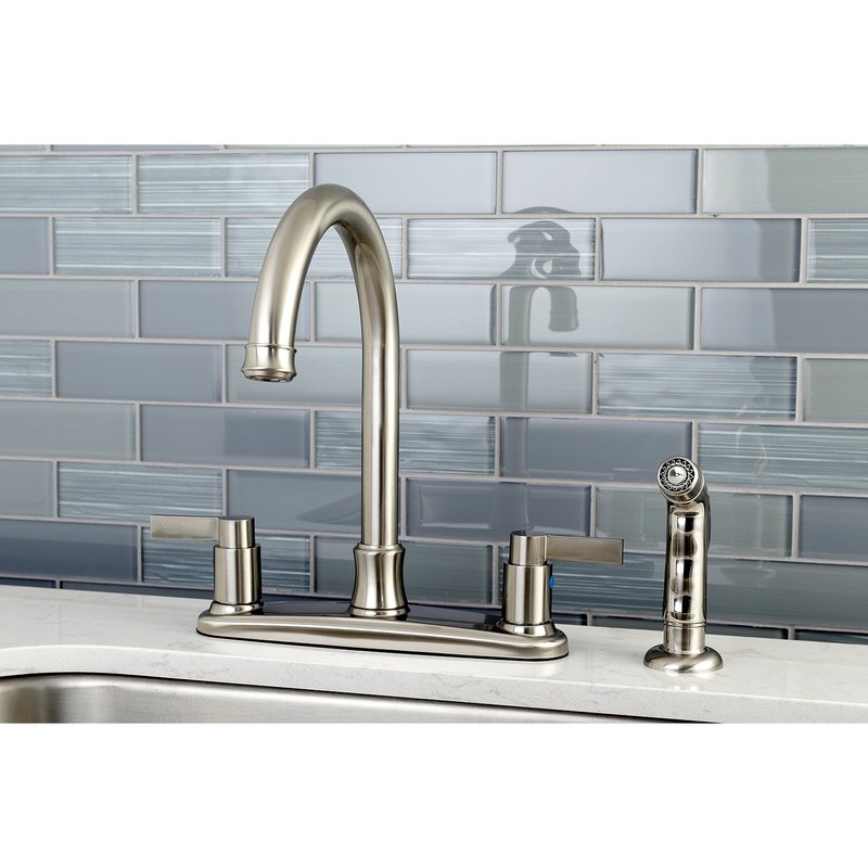 Kingston Brass FB7798NDLSP NuvoFusion 8" Centerset Kitchen Faucet, 10 x