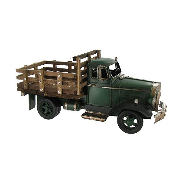 Green Truck with Wooden Flat Bed Decor