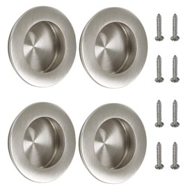 Bebochoi Pack of 4 recessed handles, stainless steel recessed handle, sliding door, shell handle, stainless steel sliding door handle, round inlet handle with screw, for sliding doors, drawers, room