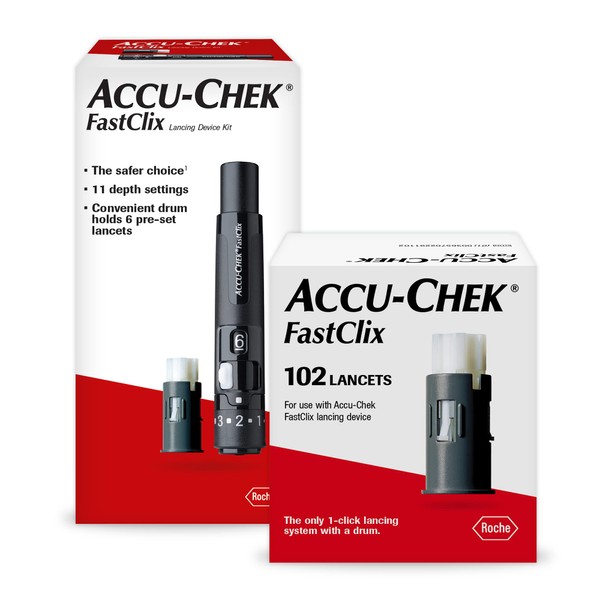 Accu-Chek FastClix Diabetes Lancing Device and 108 FastClix Lancets for Diabetic Blood Glucose Testing (Packaging May Vary)