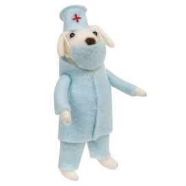 Unbranded Doctor Dog Felt Critter Medical Gift Home Decor Ornament Holiday Wool Mouse