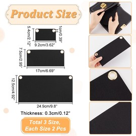 WADORN 6Pcs Purse Crossbody Conversion Liner, 3 Sizes Felt Purse Organizer Insert Envelope Inner Pocket Storage with Eyelet Women Wallet Conversion Kit Accessories for Pochette Clutch Bag, Black