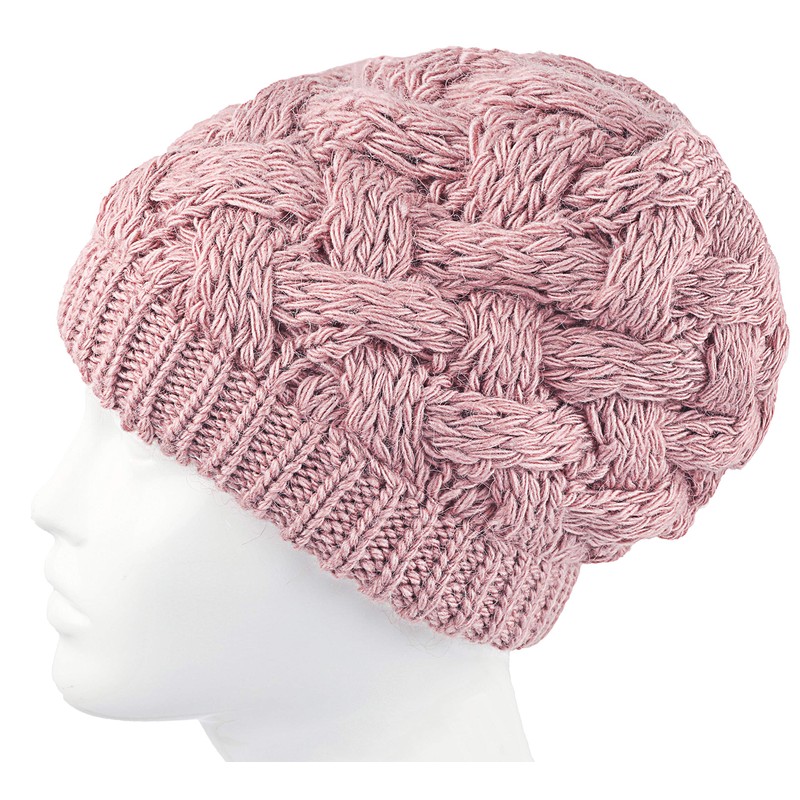 Lilax Cable Knit Slouchy Chunky - Gorro de invierno, Rosado,
