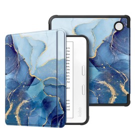 Fintie Case for Tolino Vision Color (2024) / Kobo Libra Colour (2024) 7 Inch eReader - Super Light Soft TPU Back Cover Protective Case with Auto Sleep/Wake and Magnetic Closure, Blue Marble