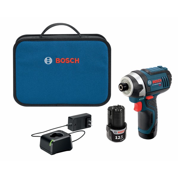 BOSCH PS41-2A 12V Max 1/4-Inch Hex Impact Driver Kit with 2 Batteries, Charger and Case,Blue