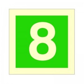 Glow In The Dark Number 8 Sign 100mm x 100mm - Rigid Plastic