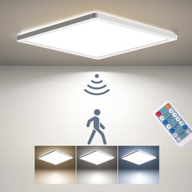 BLNAN BLNAN LED Deckenleuchte mit Radar Bewegungsmelder, 24W Deckenlampe Flach mit Fernbedienung, Panel Bewegungssensor, Warm Neutral Kalt Wei? fr Bad, Flur, Treppe, Toilette, Garage, Keller, Balkon 30cm