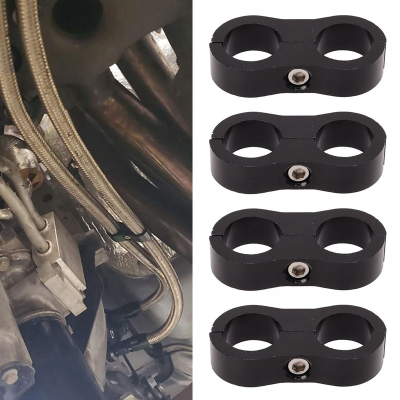 4 Pcs 8AN Hose Separator Clamp Fuel Line Mounting Clamp