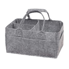 Sammy & Lou - Organizador plegable de fieltro gris claro, diseño dividido para mantener organizados pañales, toallitas y artículos cambiantes, dos asas, 12 x 6 x 8 pulgadas