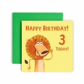 Huxters 3rd Birthday Card – Lion Birthday Cards for Boys – Roar Lion Happy Birthday Card – Birthday Card for Son or Daughter Brother Sister Friend Birthday Card Envelope (3rd)