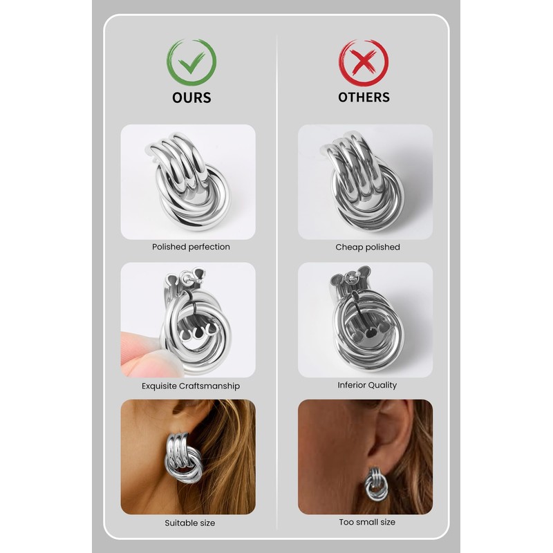 Chunky Gold Knot Earrings for Women, Statement Geometric Dangle Earrings,