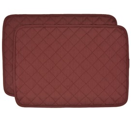 Sweet Pea Linens Quilted Burgundy Silky Dupioni Rectangle Placemats - Set of Two