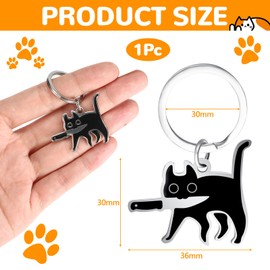 Tapvai Key Ring with Black Cat, Cool Cat Decoration, Couple, Gifts for Cat Lovers for Women and Men, black