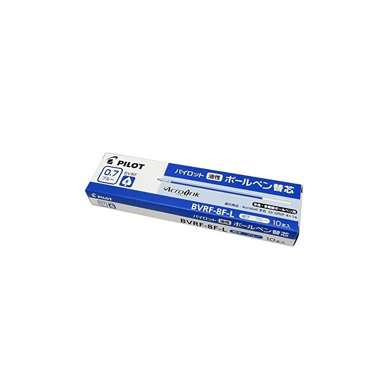 Pilot Ballpoint Pen Refill, BVRF-8F-L, 0.7mm, 10 Pieces, Blue