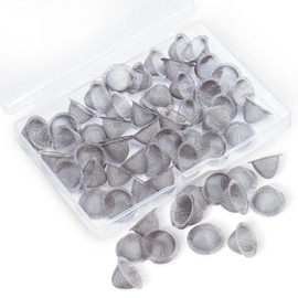 50 PCS Pipe Screens 1/2 Inch 100% Stainless Steel Bowl Screens Filters, 0.5 Inch Tapered Design Metal Clean Screen, Reusable Filters Self-Adjustable Size Filters, with a Storage Box