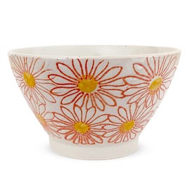 J-kitchens Izan Kiln Kurawanka Rice Bowl, 4.3 inches (11 cm), Hasami Ware, Made in Japan, Wild Chrysanthemum, Red