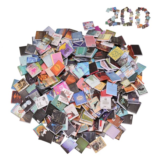 200 PCS Mini Books for Anxiety Bookshelf, Non-Repeating Book Miniatures