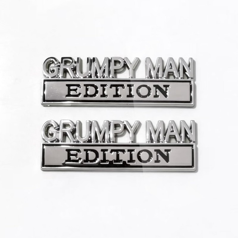 2pcs Grumpy Man Edition Emblem Badge Car Sticker for Universal