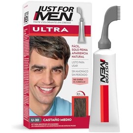 Just For Men Ultra, Tinte para Canas Castaño Medio U30 con Cepillo de Fácil Aplicación, 35g