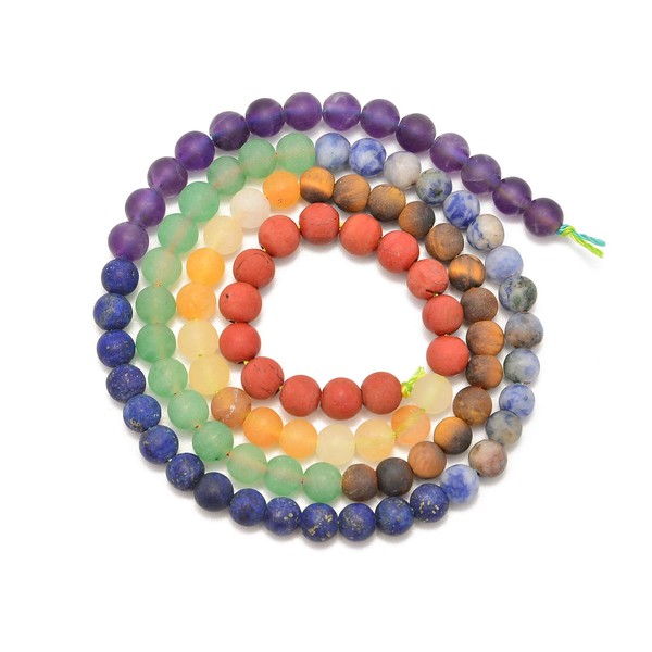 AD Beads Healing Reiki 7 Chakras Yoga Natural Gemstone Round Loose Beads Matte 4mm 16" Matte 4mm
