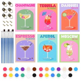 Chingcoo Paint by Numbers Cocktail Set for Adults - DIY Acrylic Painting Set with Brushes and Colours, 20 x 30 cm Canvas for Creative Relaxation (Frameless)