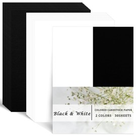 Whaline 30 Sheets 8.5 x 11 Inch Black White Card Stock Paper Solid Core Scrapbook Paper for Print DIY Crafts Making Supplies, 65lb