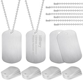 Juego de 100 para perros, rectangulares de metal en blanco, incluye 50 etiquetas de aluminio en b...