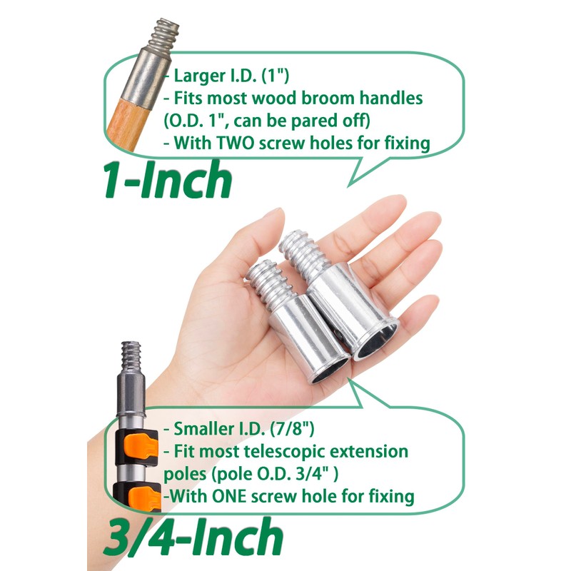 EESC2Y (2-Pack) 3/4" (.75) Threaded Tips Replacement for Extension Poles