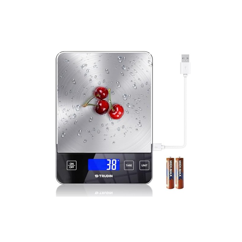 Digital Food Scale, Stainless Steel, LCD Display, for Cooking, Baking,