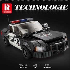 Reobrix 816 Dodge Police Car Building Blocks, 1:24 Scale Model Car Building Kit, Emergency Vehicle Building Toy for Kids and Adults, Creative Gifts for Boys, 404 PCS