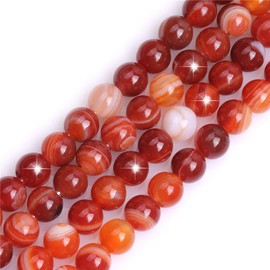GEM-INSIDE CREATE YOUR OWN FASHION Natural Red Onyx Agate Gemstone Semi Precious Stone Round 8mm Loose Beads for Jewelry Making Bracelet Necklace Crafts 15 Inch