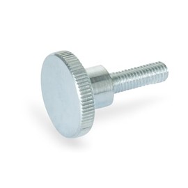 Ganter Normelemente High knurled screws, DIN 464-M4-10-ZB, thread M4, thread length: 10 mm, galvanised steel, pack of 5