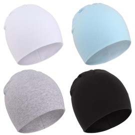 DRESHOW 4 Pieces Baby Beanie Newborn Toddler Soft Cute Knit Hat Hospital Hats for Baby Boys Infant Cap Beanies